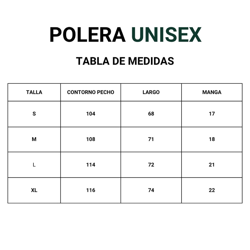 Size chart for Polera con 2 mascotas bordadas