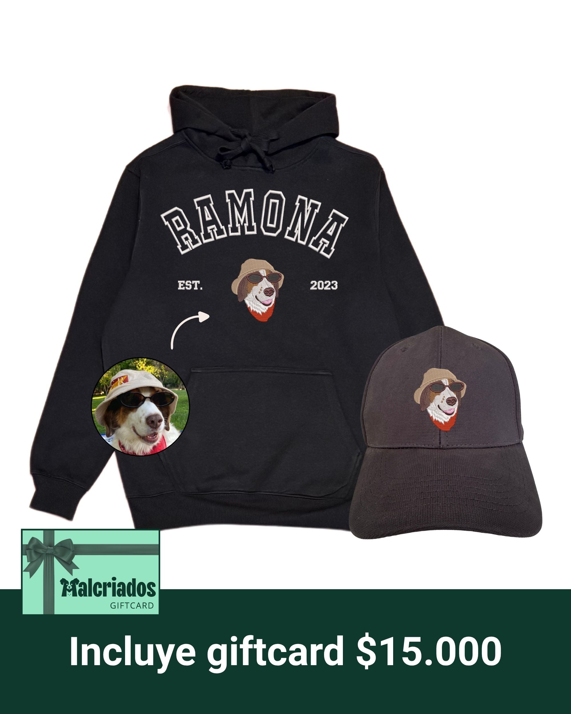 Pack con 1 regalón bordado: Hoodie College + Jockey