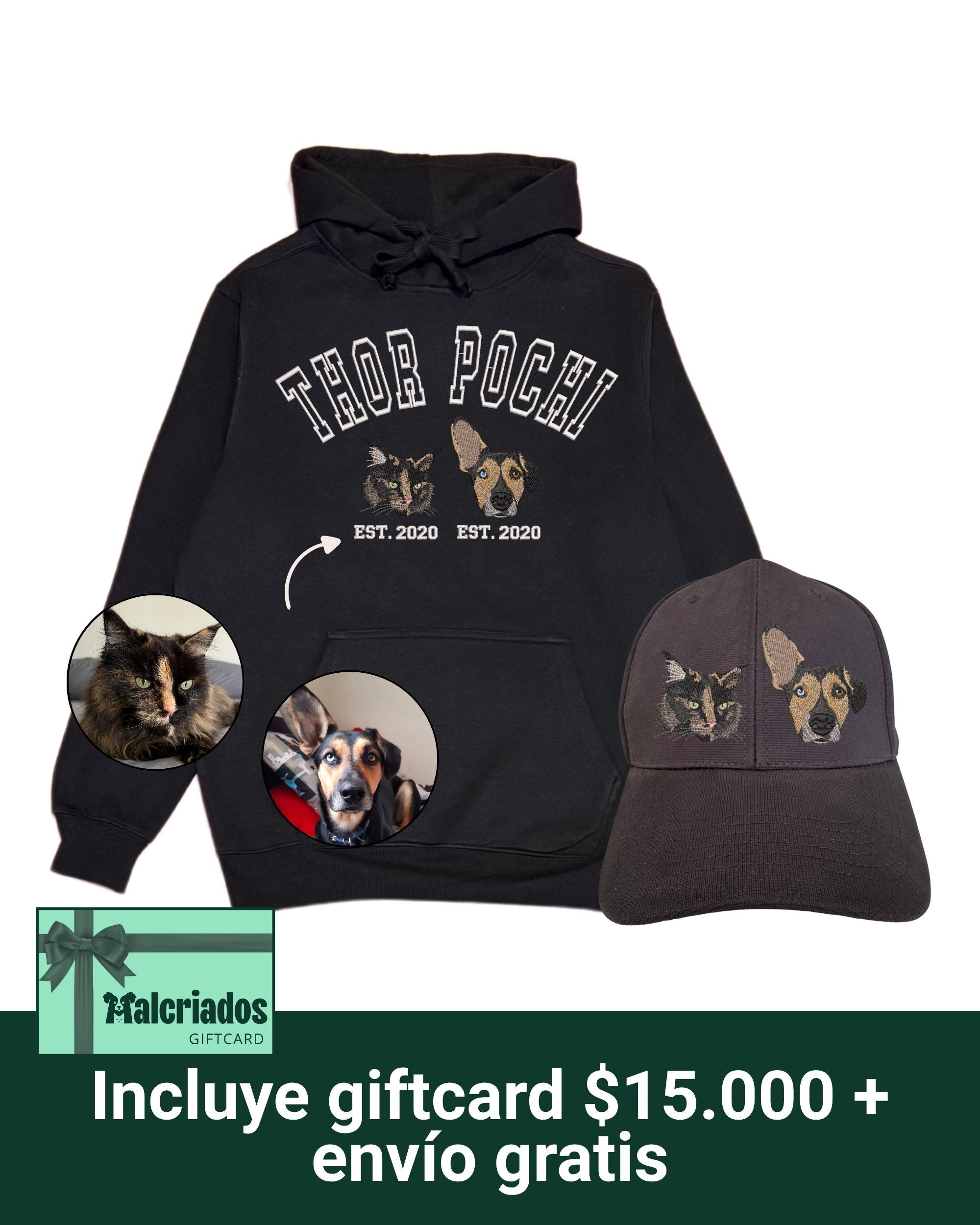 Pack con 2 regalones bordados: Hoodie College + Jockey