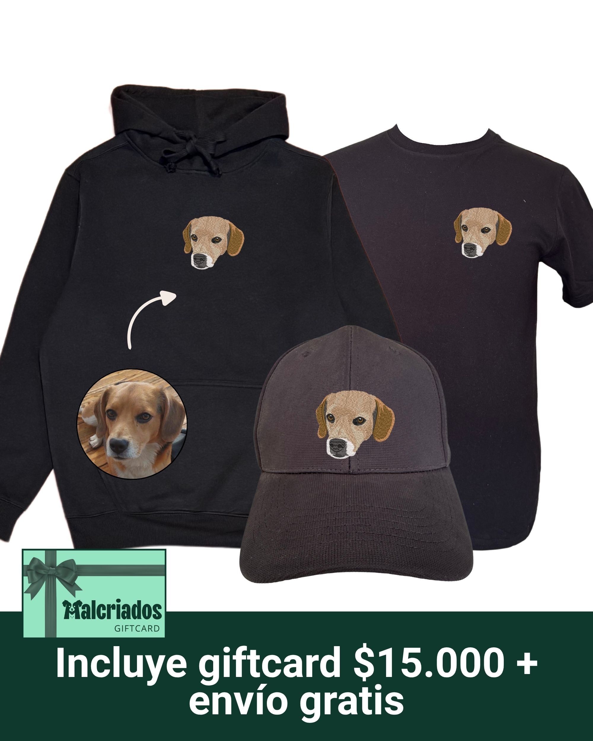 Super Pack con 1 regalón bordado: Hoodie + Polera + Jockey