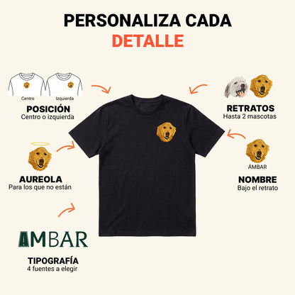 Polera bordada con retrato de mascota