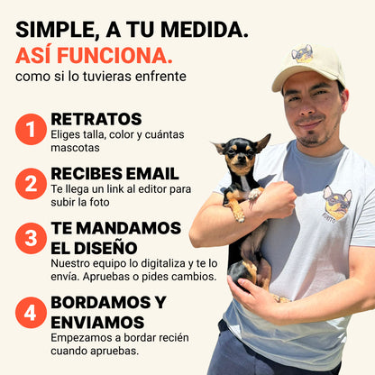 Polera bordada con retrato de mascota