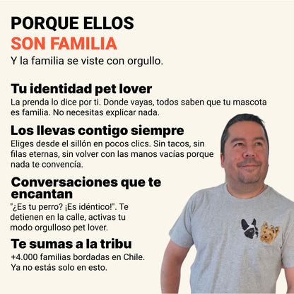 Polera bordada con retrato de mascota