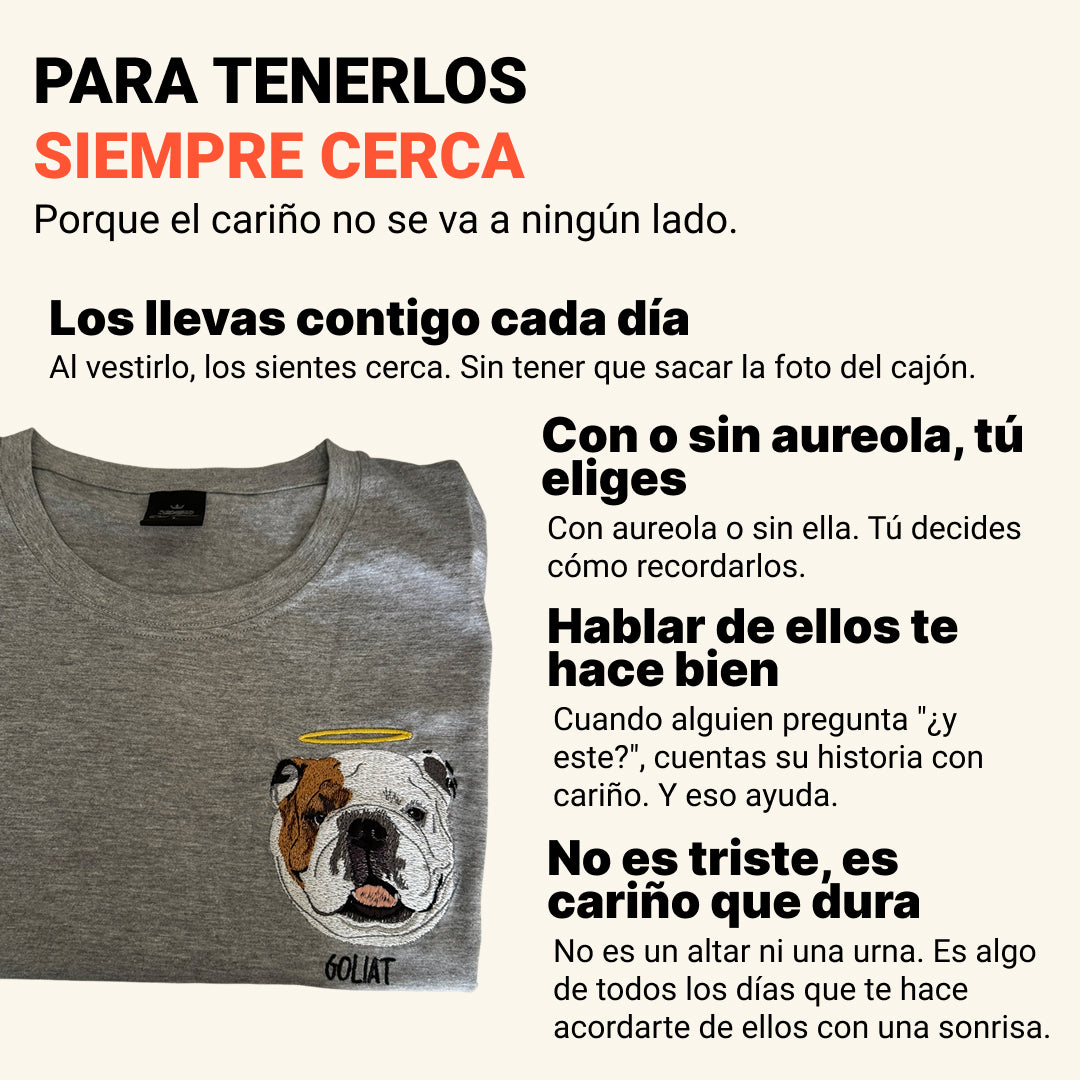 Polera bordada con retrato de mascota