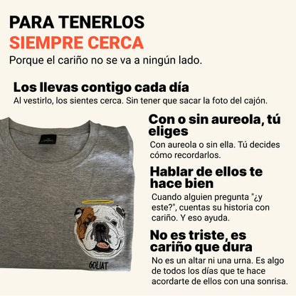 Polera bordada con retrato de mascota