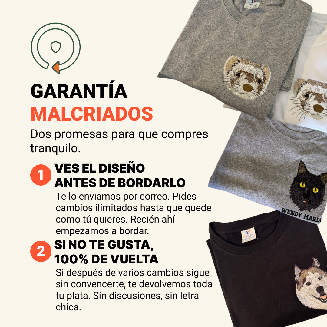 Polera bordada con retrato de mascota