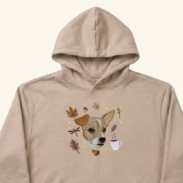 Hoodie Edición Otoño bordado con retrato de mascota