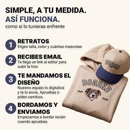 Pack Pet Dad: Hoodie con retrato bordado + Jockey