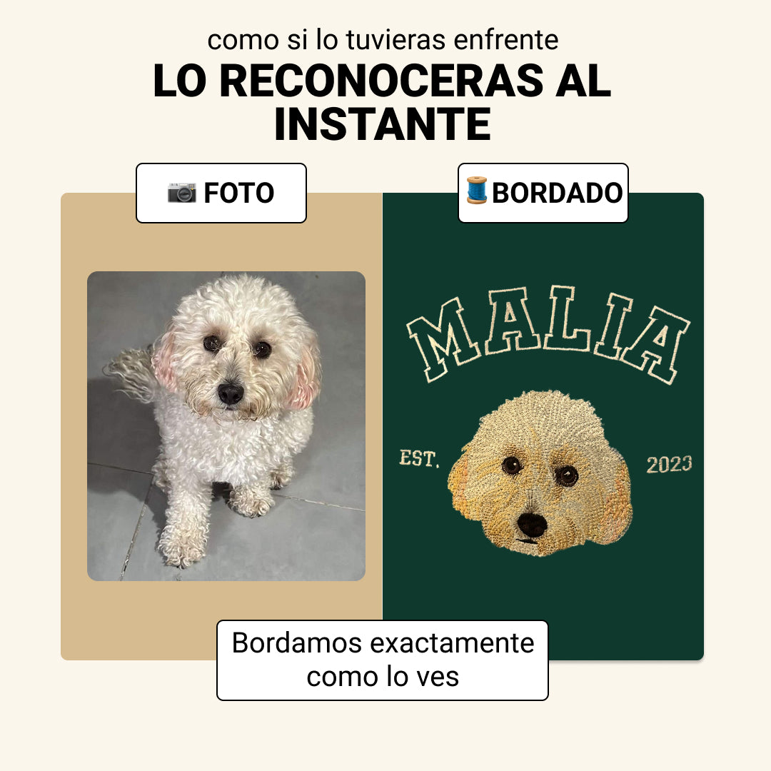 Polerón polo college bordado con retrato de mascota
