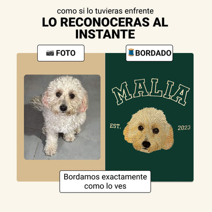 Polerón polo college bordado con retrato de mascota