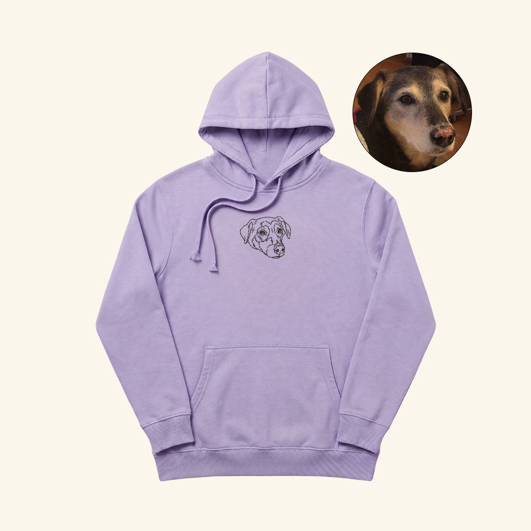 Hoodie lineal bordado con retrato de mascota