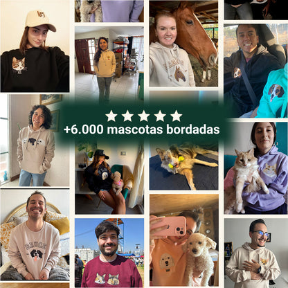 Hoodie lineal bordado con retrato de mascota
