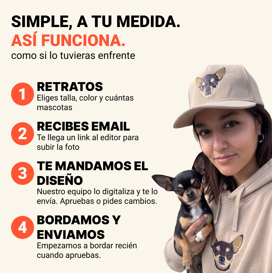 Hoodie lineal bordado con retrato de mascota