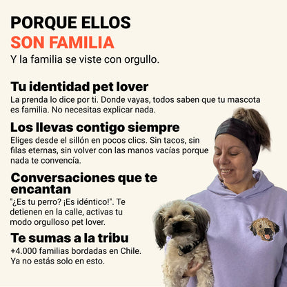 Hoodie lineal bordado con retrato de mascota