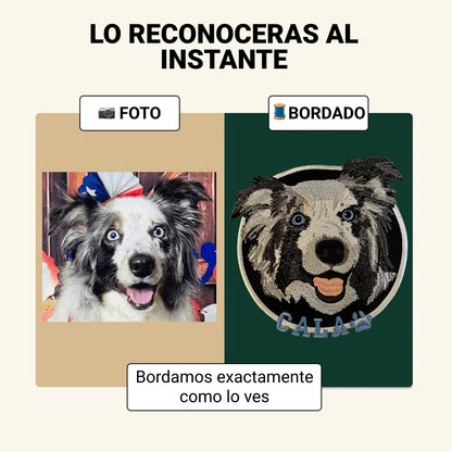 Hoodie con retrato de mascota bordado en la espalda