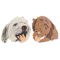 Dos retratos bordados de mascotas