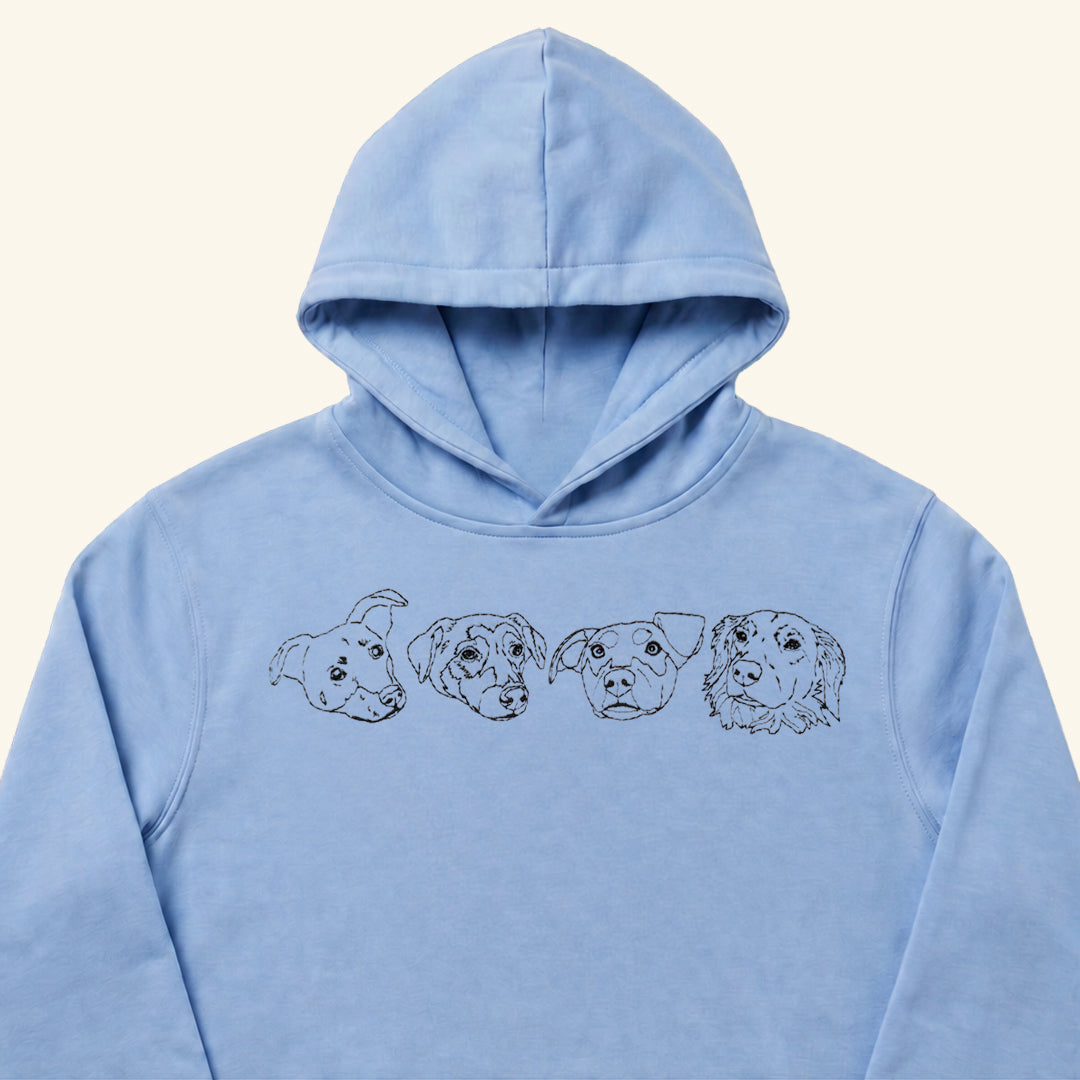 Hoodie lineal bordado con retrato de mascota