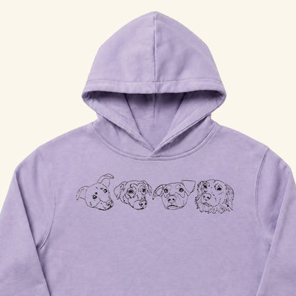 Hoodie lineal bordado con retrato de mascota
