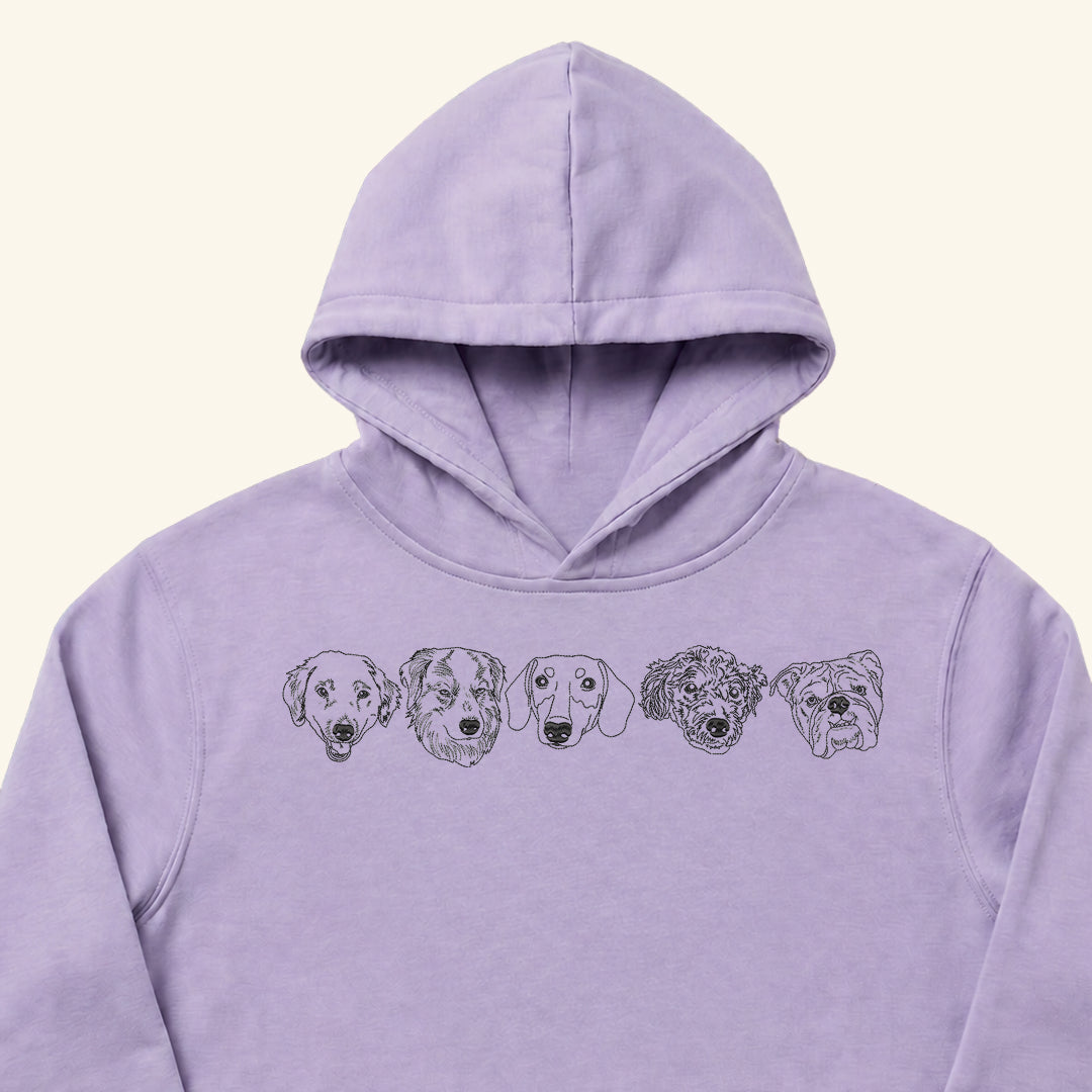 Hoodie lineal bordado con retrato de mascota