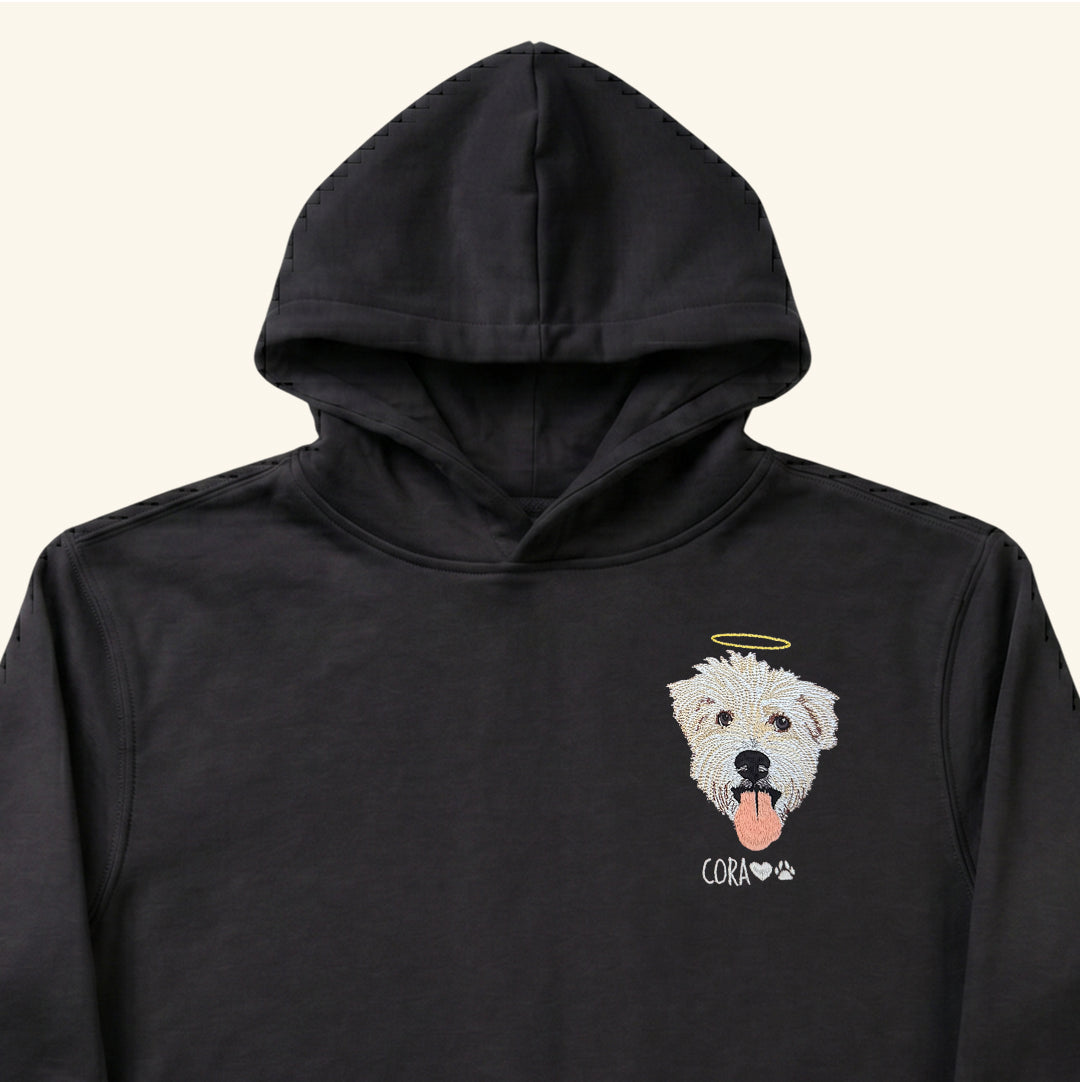 Hoodie bordado con retrato de mascota