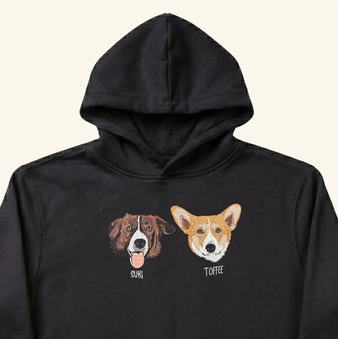 Hoodie bordado con retrato de mascota