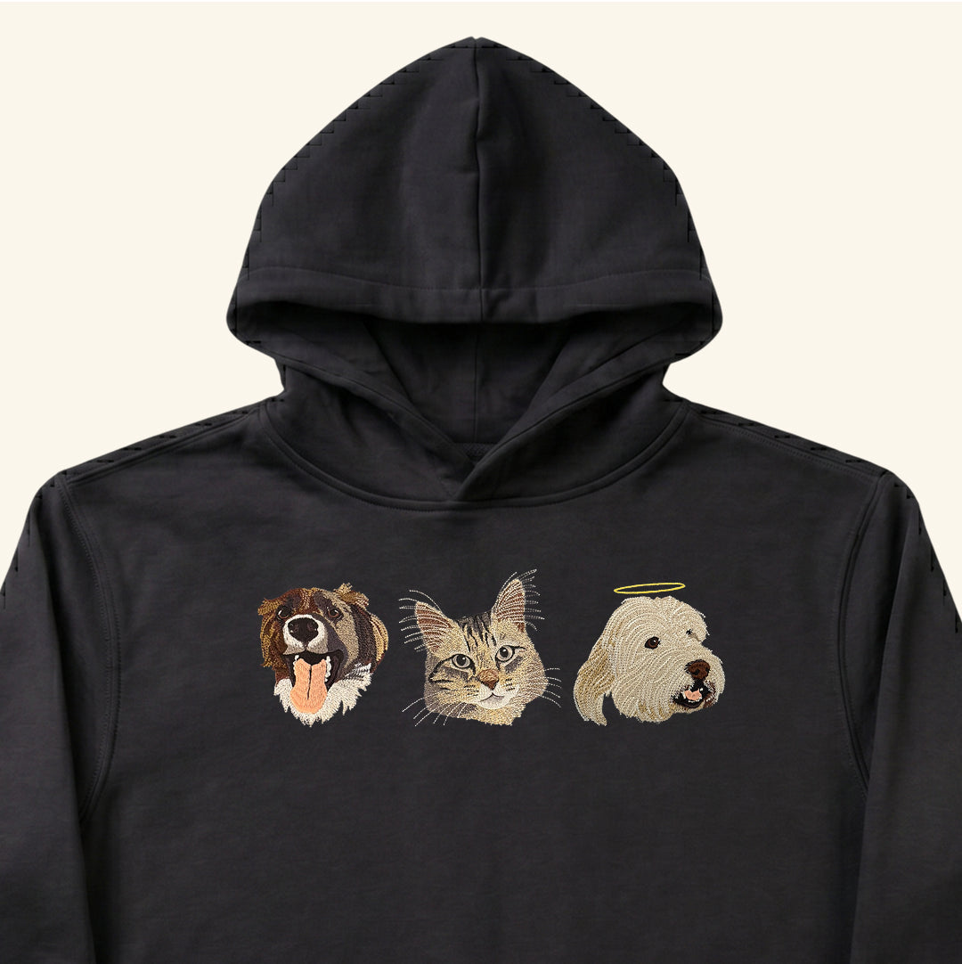 Hoodie bordado con retrato de mascota