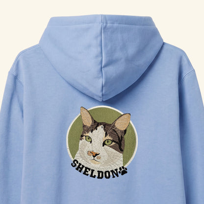 Hoodie con retrato de mascota bordado en la espalda