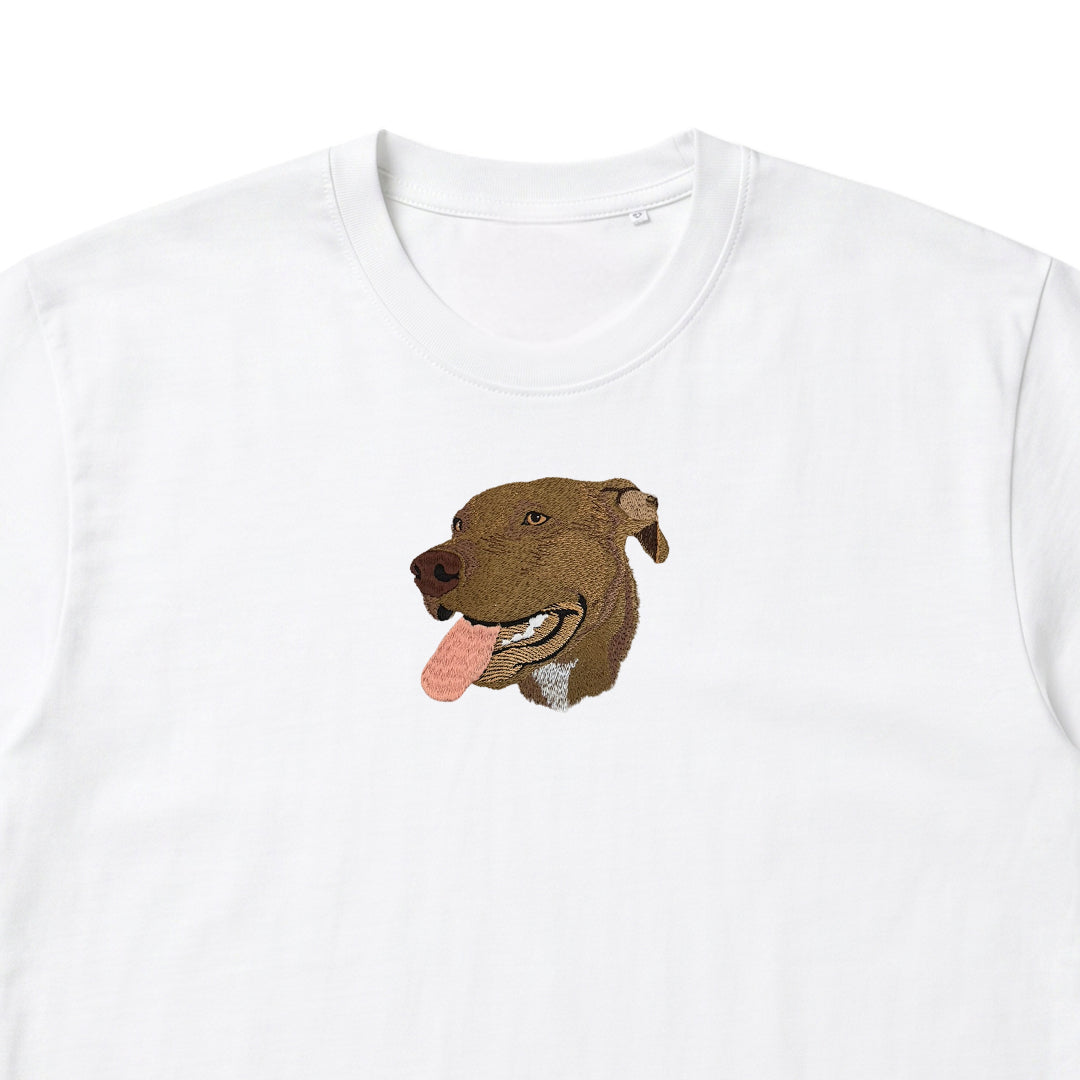 Polera bordada con retrato de mascota