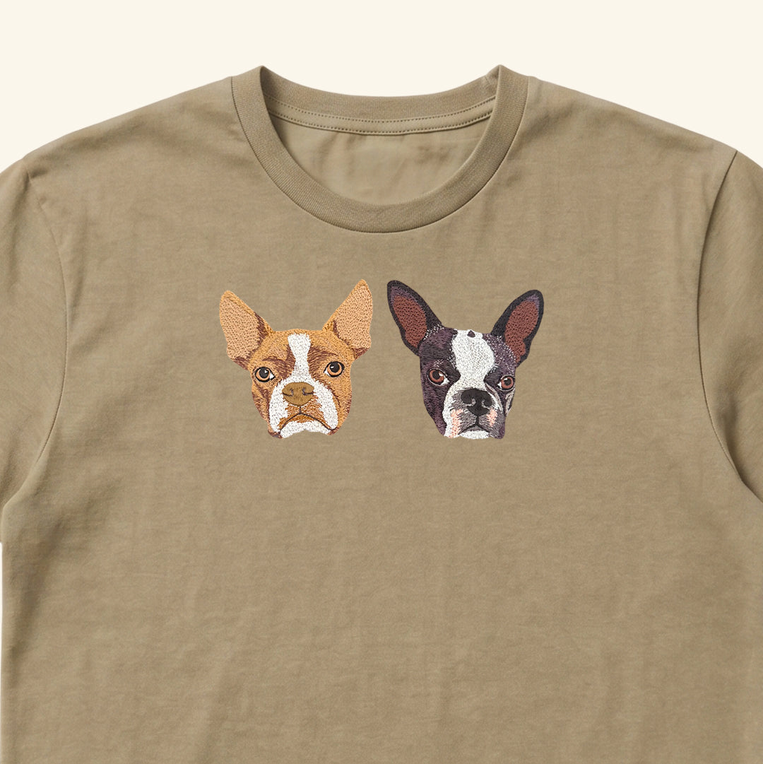 Polera bordada con retrato de mascota