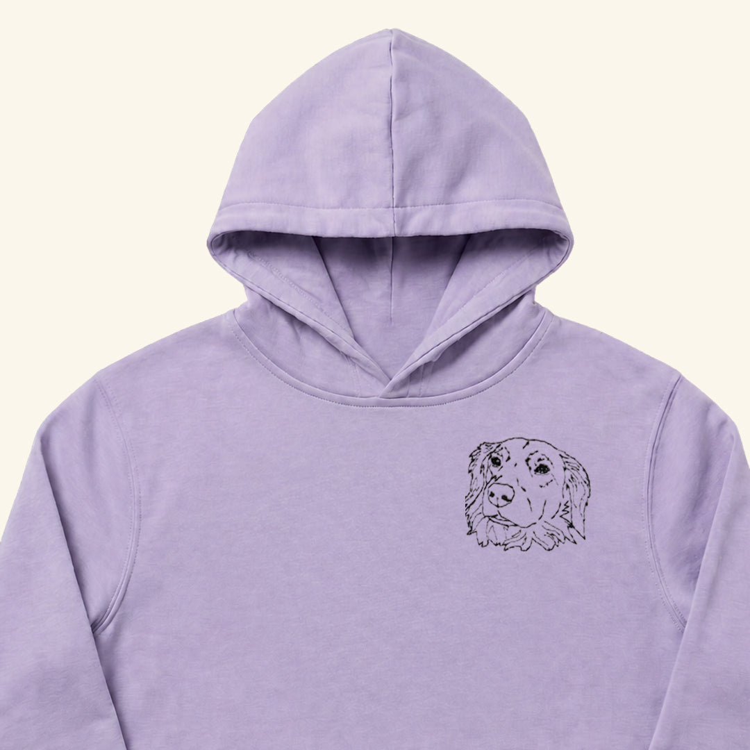 Hoodie lineal bordado con retrato de mascota