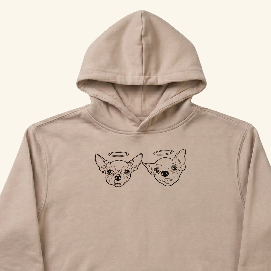 Hoodie lineal bordado con retrato de mascota