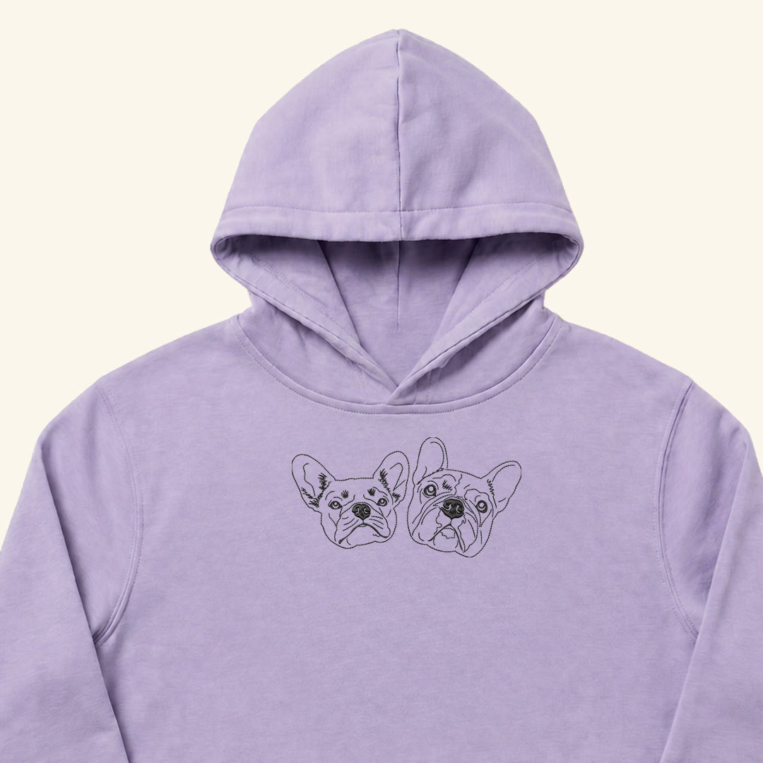 Hoodie lineal bordado con retrato de mascota
