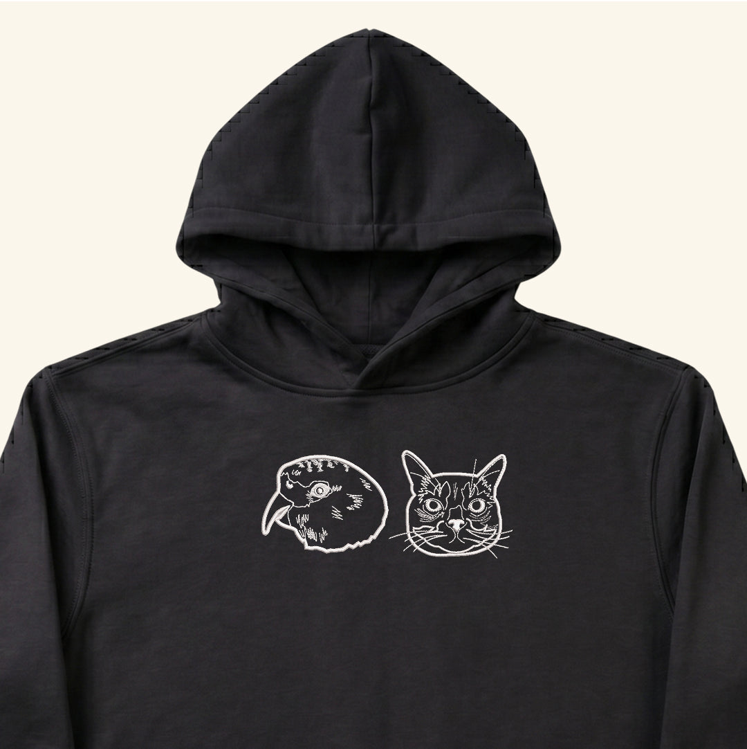Hoodie lineal bordado con retrato de mascota