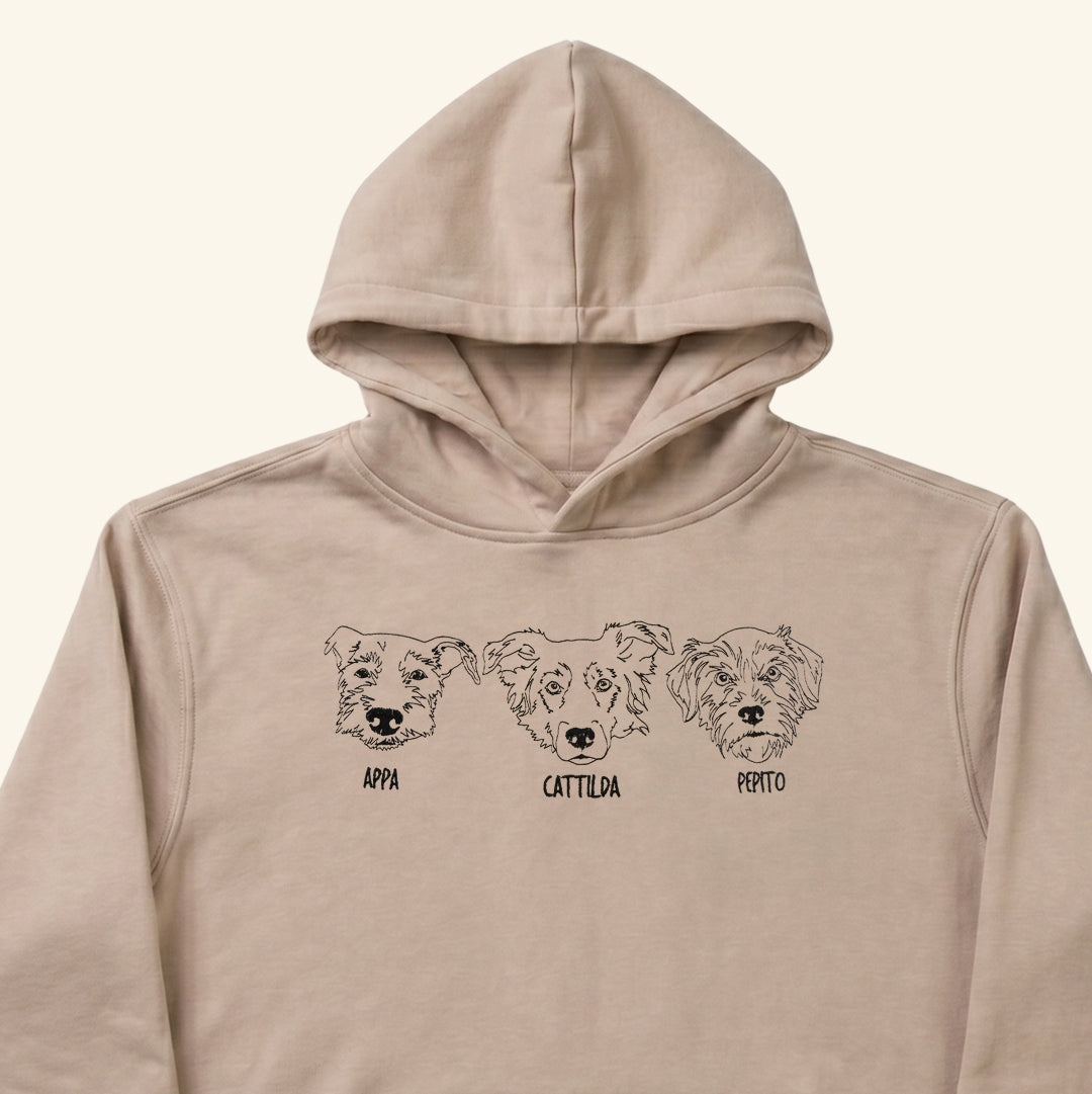 Hoodie lineal bordado con retrato de mascota