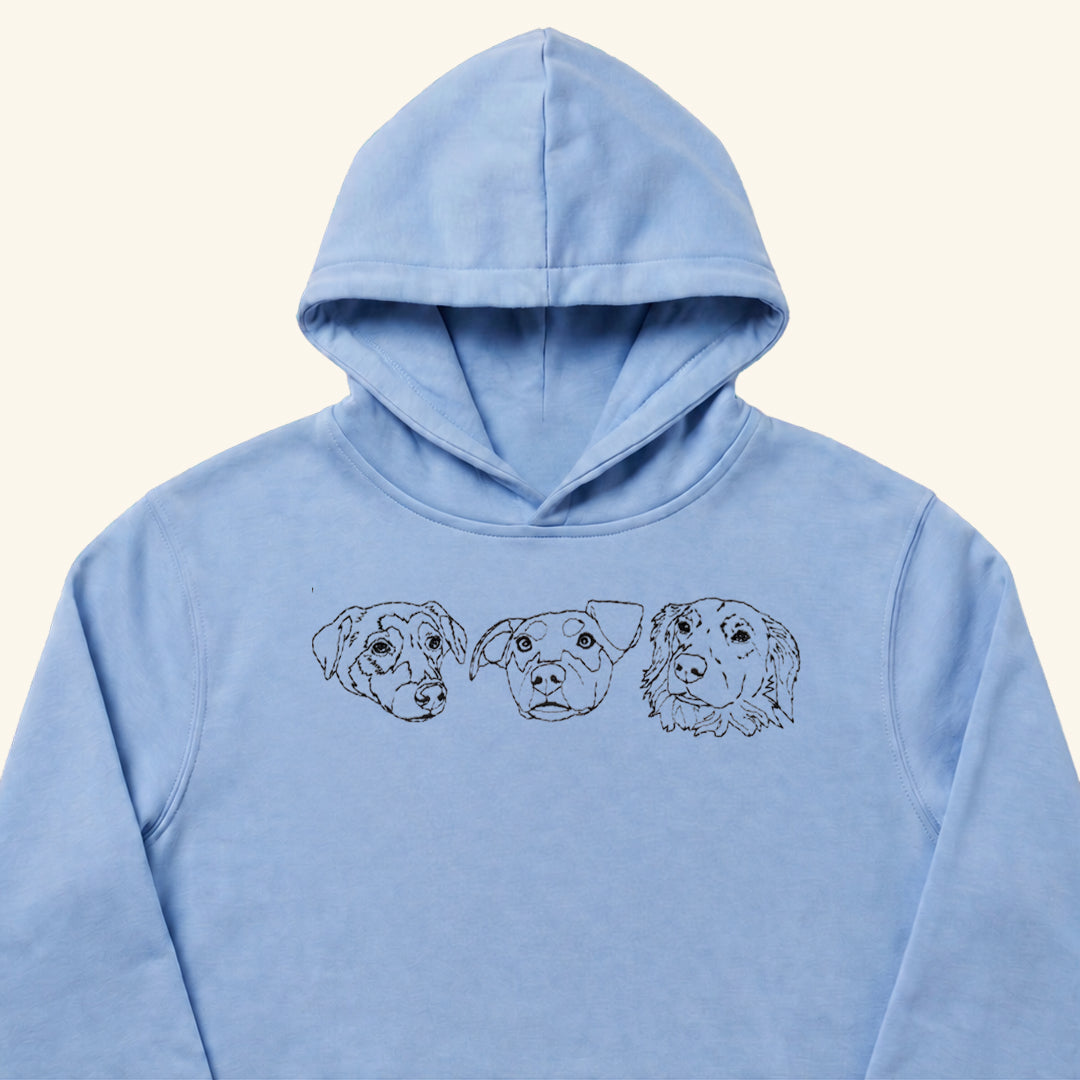 Hoodie lineal bordado con retrato de mascota