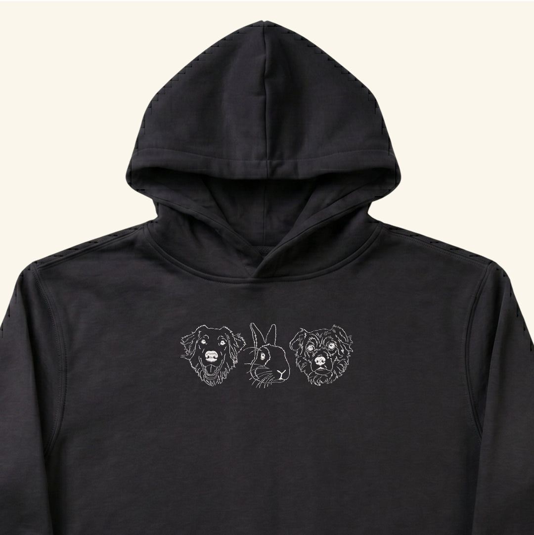 Hoodie lineal bordado con retrato de mascota