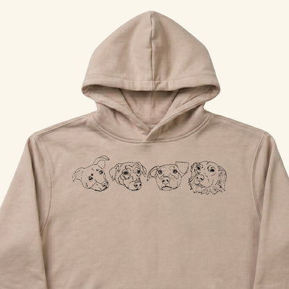 Hoodie lineal bordado con retrato de mascota