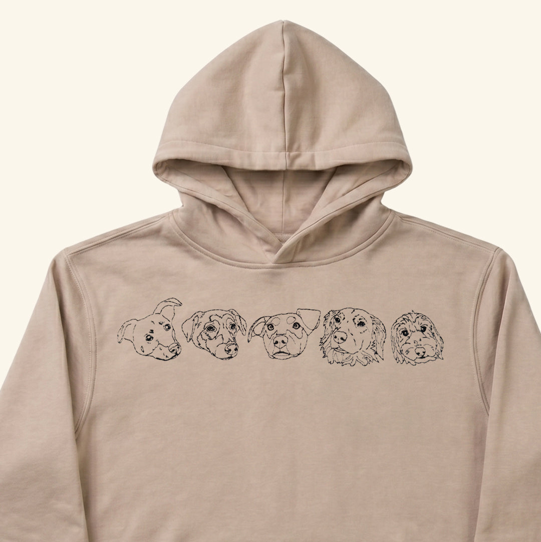 Hoodie lineal bordado con retrato de mascota