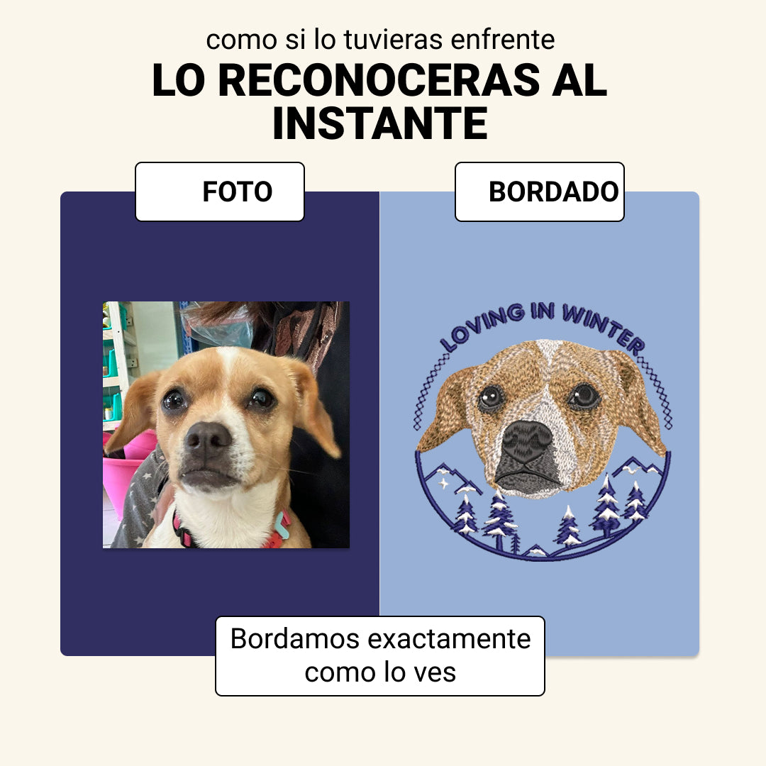 Hoodie Edición Invierno con Retrato de Mascota Bordado