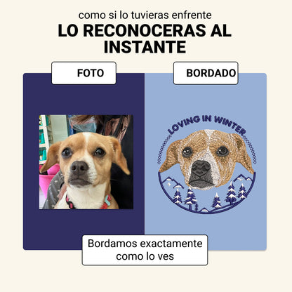 Hoodie Edición Invierno con Retrato de Mascota Bordado