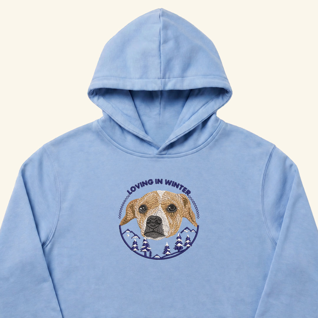 Hoodie Edición Invierno con Retrato de Mascota Bordado