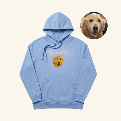 Hoodie college bordado con retrato de mascota