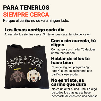 Hoodie college bordado con retrato de mascota