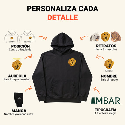 Hoodie bordado con retrato de mascota