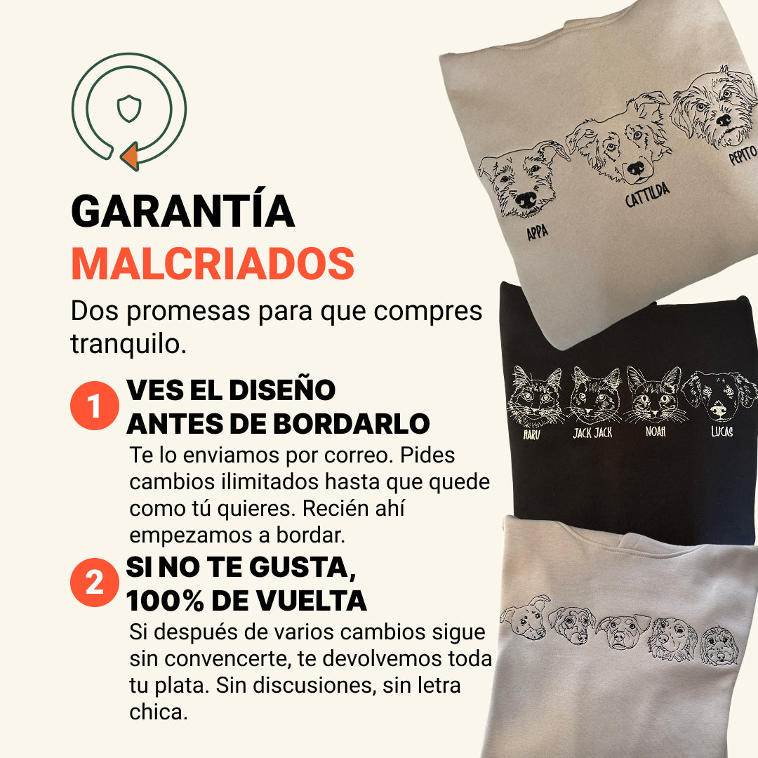 Hoodie lineal bordado con retrato de mascota