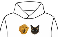 Hoodie Malcriados con dos retratos bordados: golden retriever y gato siamés