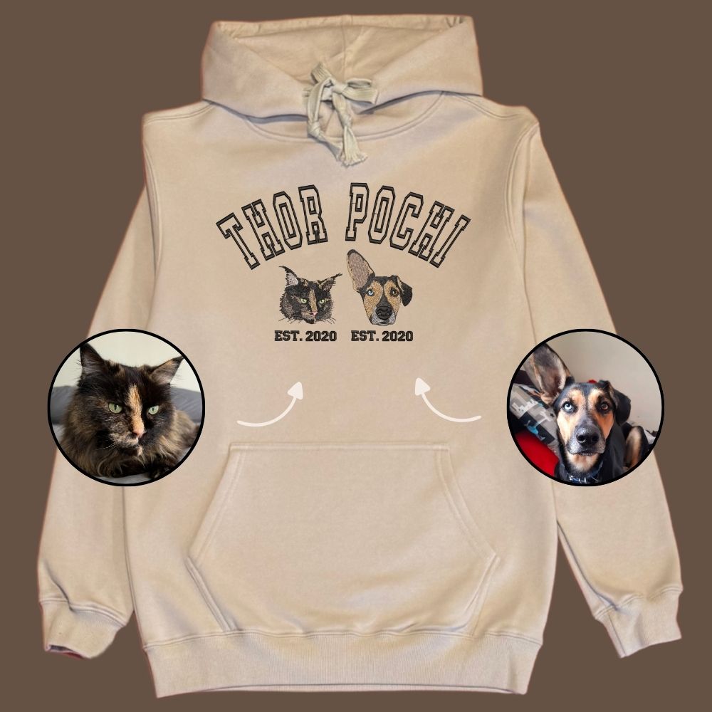 Hoodie college 2 mascotas bordadas fullcolor