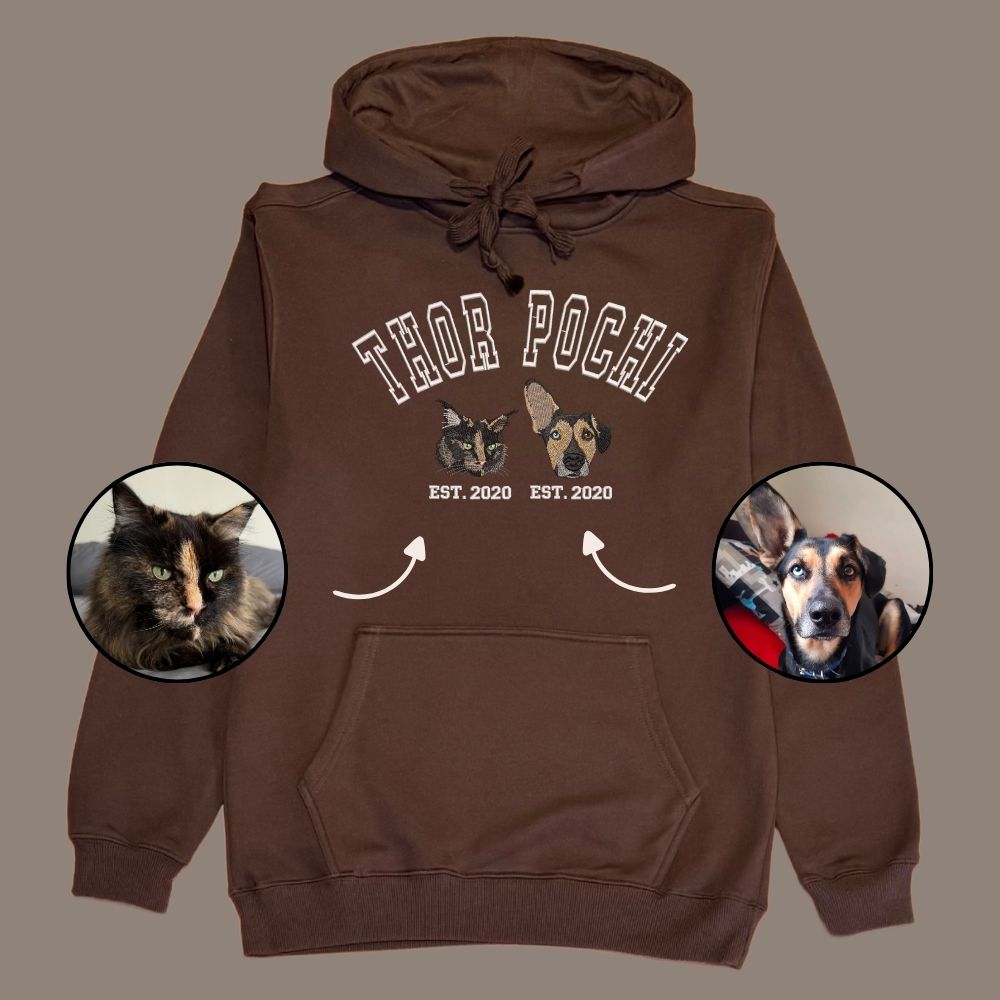 Hoodie college 2 mascotas bordadas fullcolor
