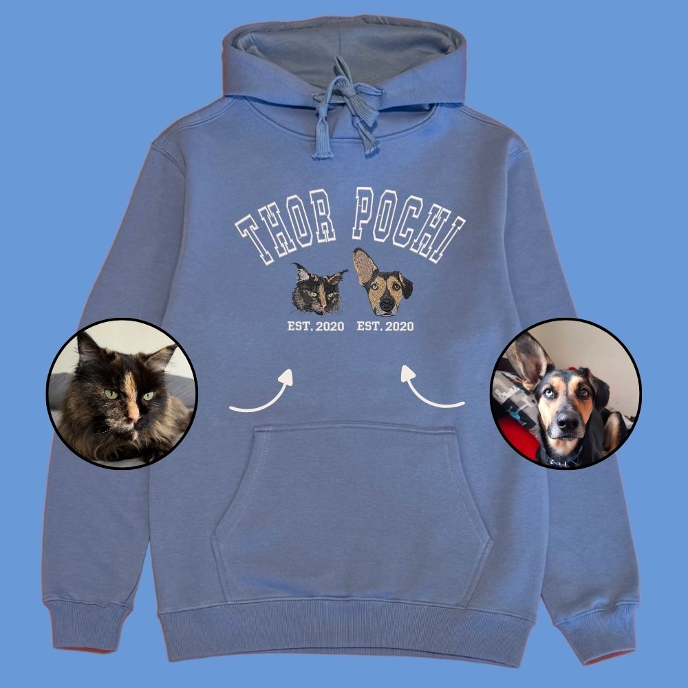 Hoodie college 2 mascotas bordadas fullcolor