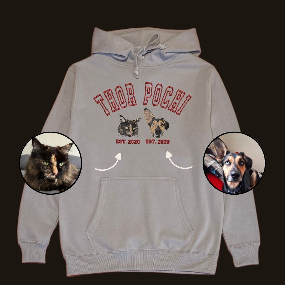 Hoodie college 2 mascotas bordadas fullcolor